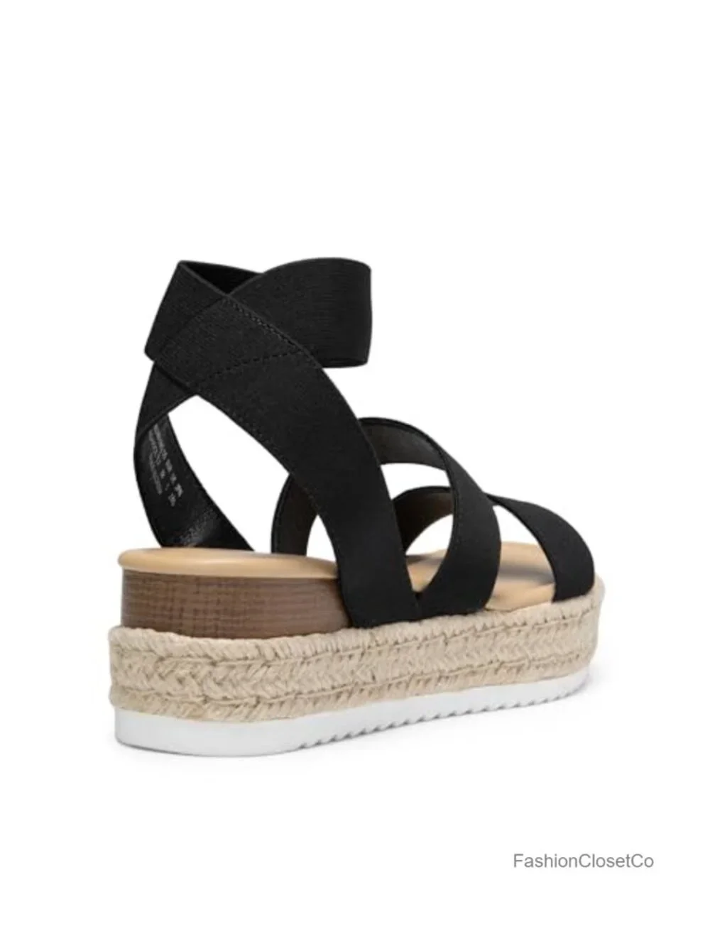 Strappy Espadrille Platform Wedge Sandals - Vegan Leather, TPR Sole, 2.2